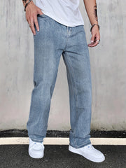 Men's Distressed Jeans Loose Fit Casual Denim Pants