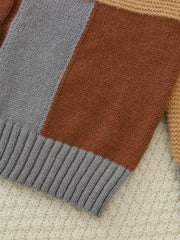 Boys Block Crew Neck Sweater Pullover For Spring Autumn