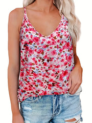 Floral Print Cami Top V Neck Sleeveless Summer Tank