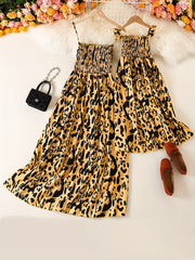 Leopard Print Long Dress for Mom and Me Parent Child Outfit