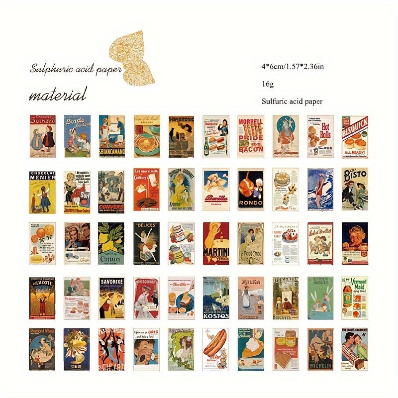 Retro Sulfate Paper Book Decoration DIY 50 Patterns 50 Sheets
