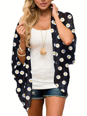 Women's Floral Print Open Front Cardigan