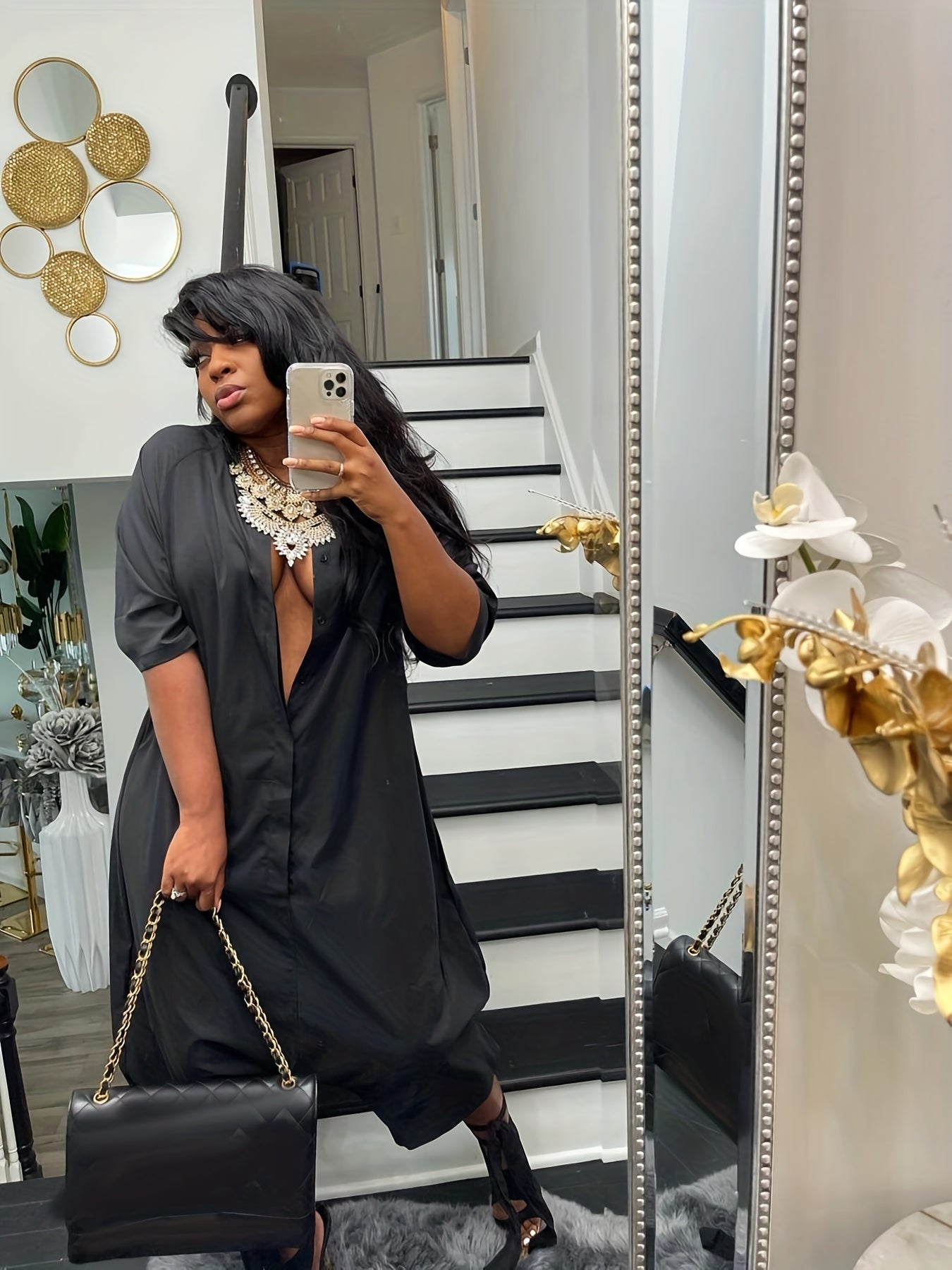Solid Harem Jumpsuit Button Front Casual Short Sleeve