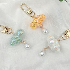 4pcs Cloud Pearl Keychain Bag Purse Pendant Birthday Gift