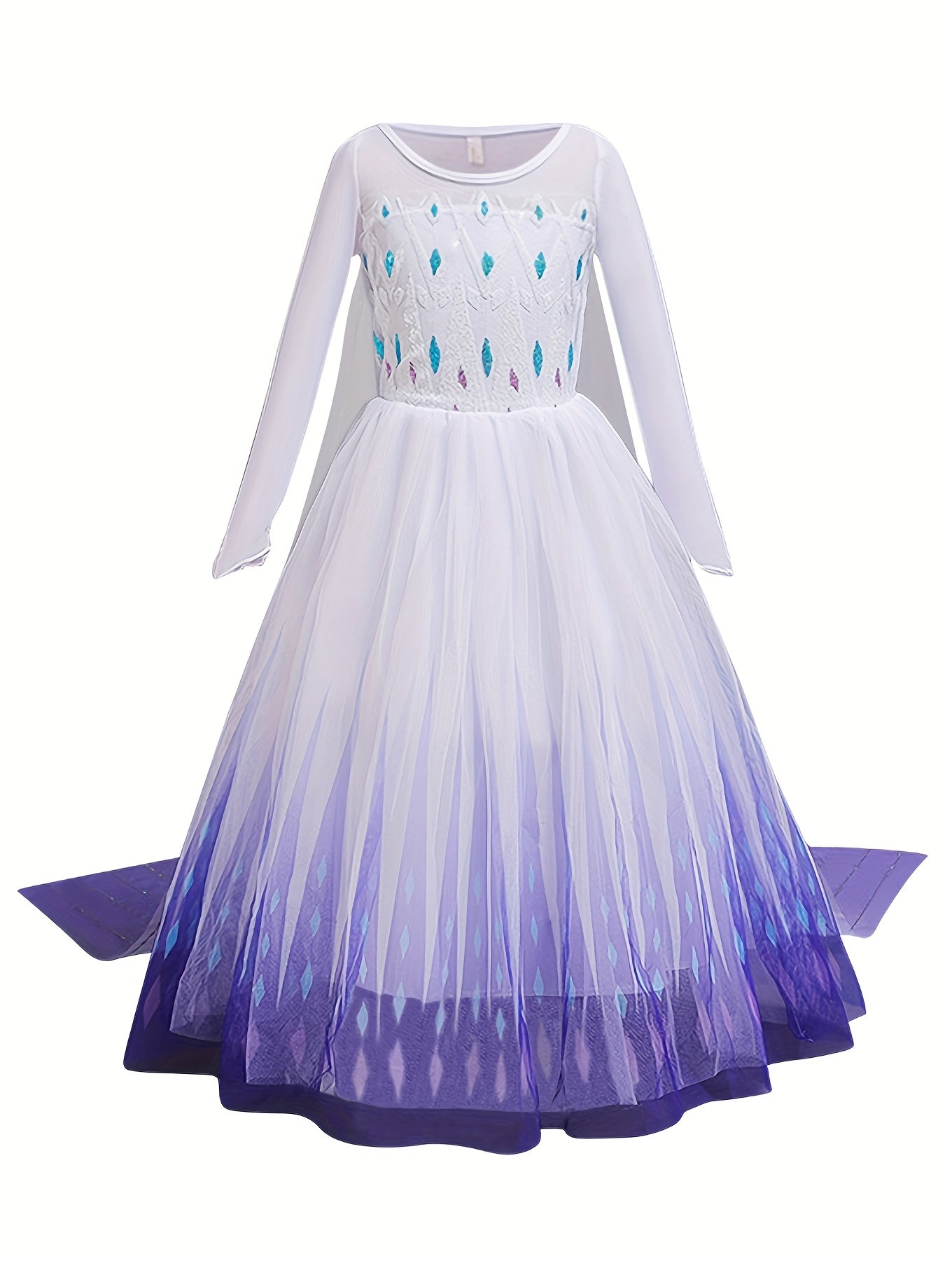 Anime Movie Character Cosplay Girl's Mesh Sequin Dress Long Sleeve