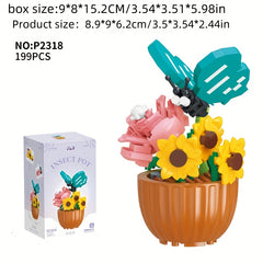 Insect Flower Building Blocks Home Office Decoration Christmas Gift