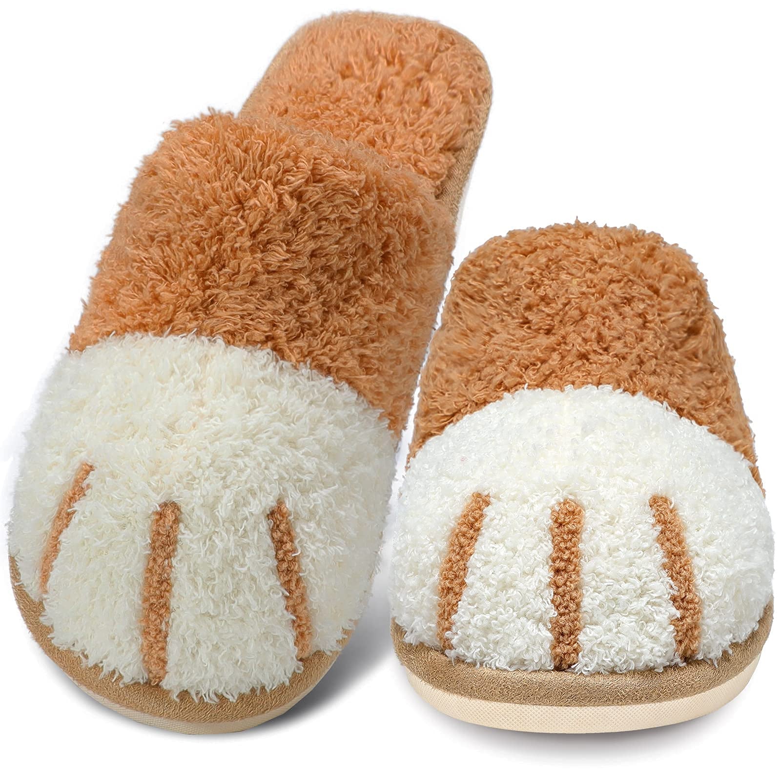 Colorblock Plush Slide Slippers for Indoor Bedroom