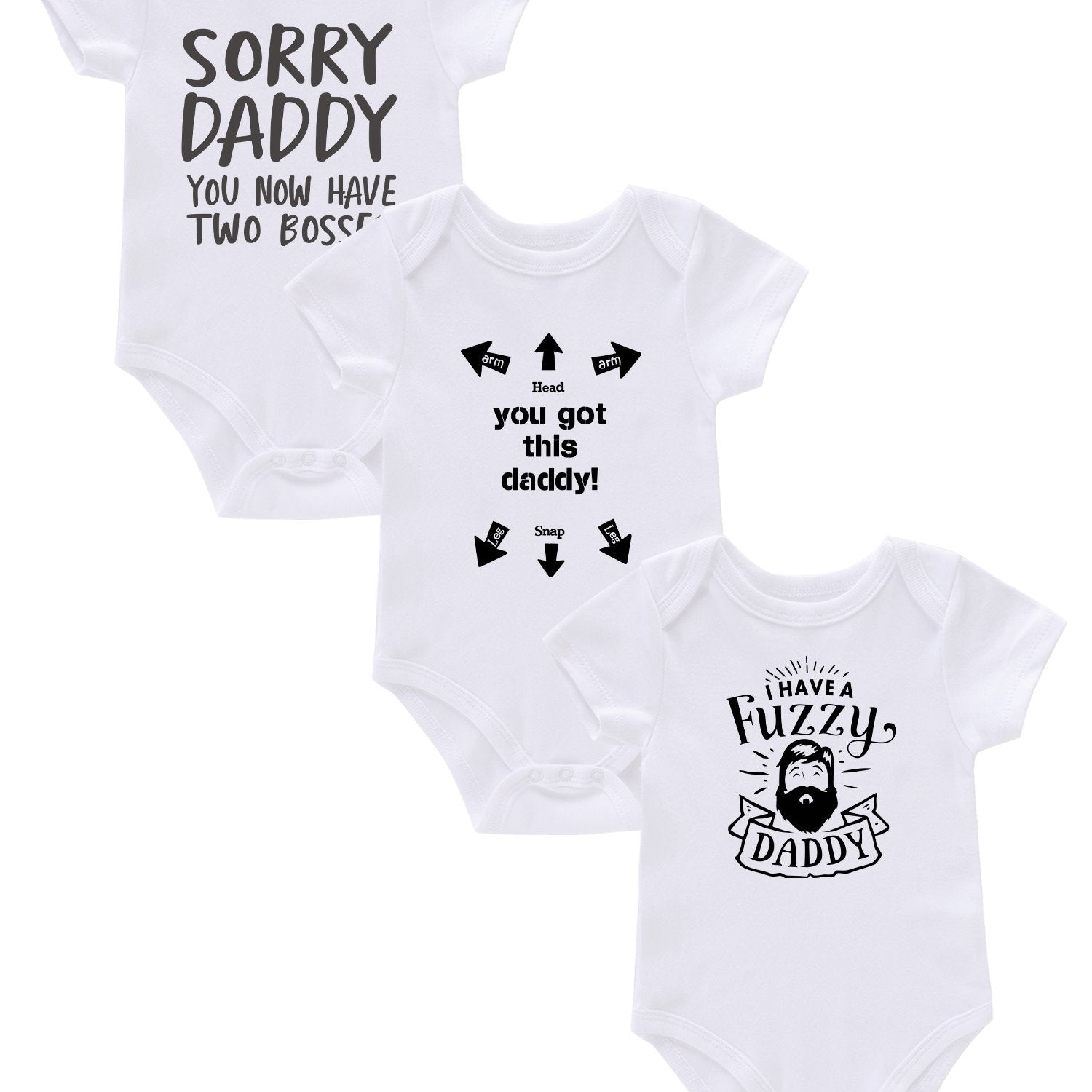3pcs Comfy Bodysuit Set with Creative Letter Print
