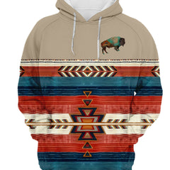 Men's Geometric Pattern Hoodie Loose Fit Long Sleeve Sweatshirt