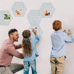 6pcs Hexagon Felt Bulletin Board Self Adhesive Wall Tiles with Push Pins