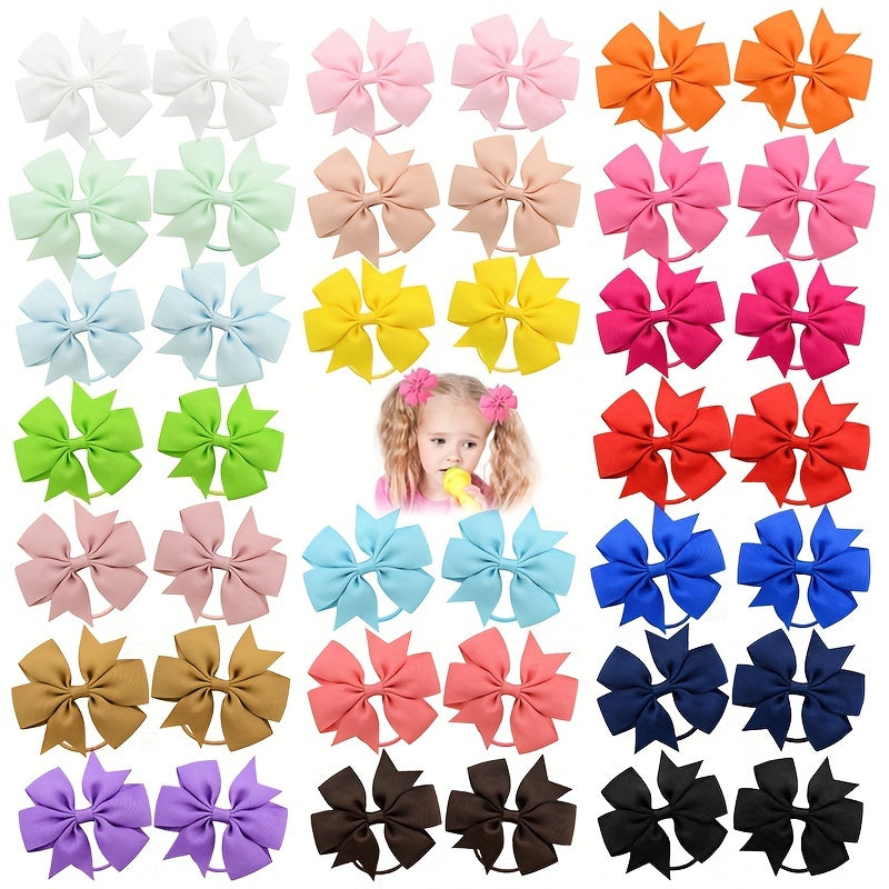 40pcs Random Candy Bowknot Hair Rope for Baby Girls