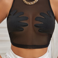 Y2K Sheer Tank Top Sexy Crew Neck Sleeveless Summer Tank Top Women's Clothing