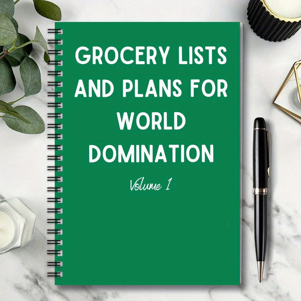 Fun Spiral Notebook Diary 1pc Grocery Lists and Plans for World Domination