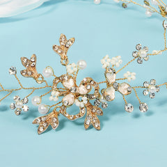 Crystal Wedding Headpiece Faux Pearl Bridal Hair Vine Tiara
