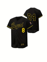 Youth Baseball Uniform Embroidery Jersy Button Short Sleeve Sweatshirt