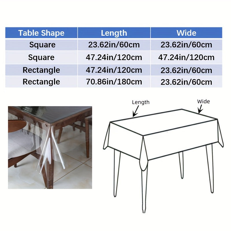 1pc Poly Square Tablecloth Desk Blotter PVC Clear Table Protector Cover