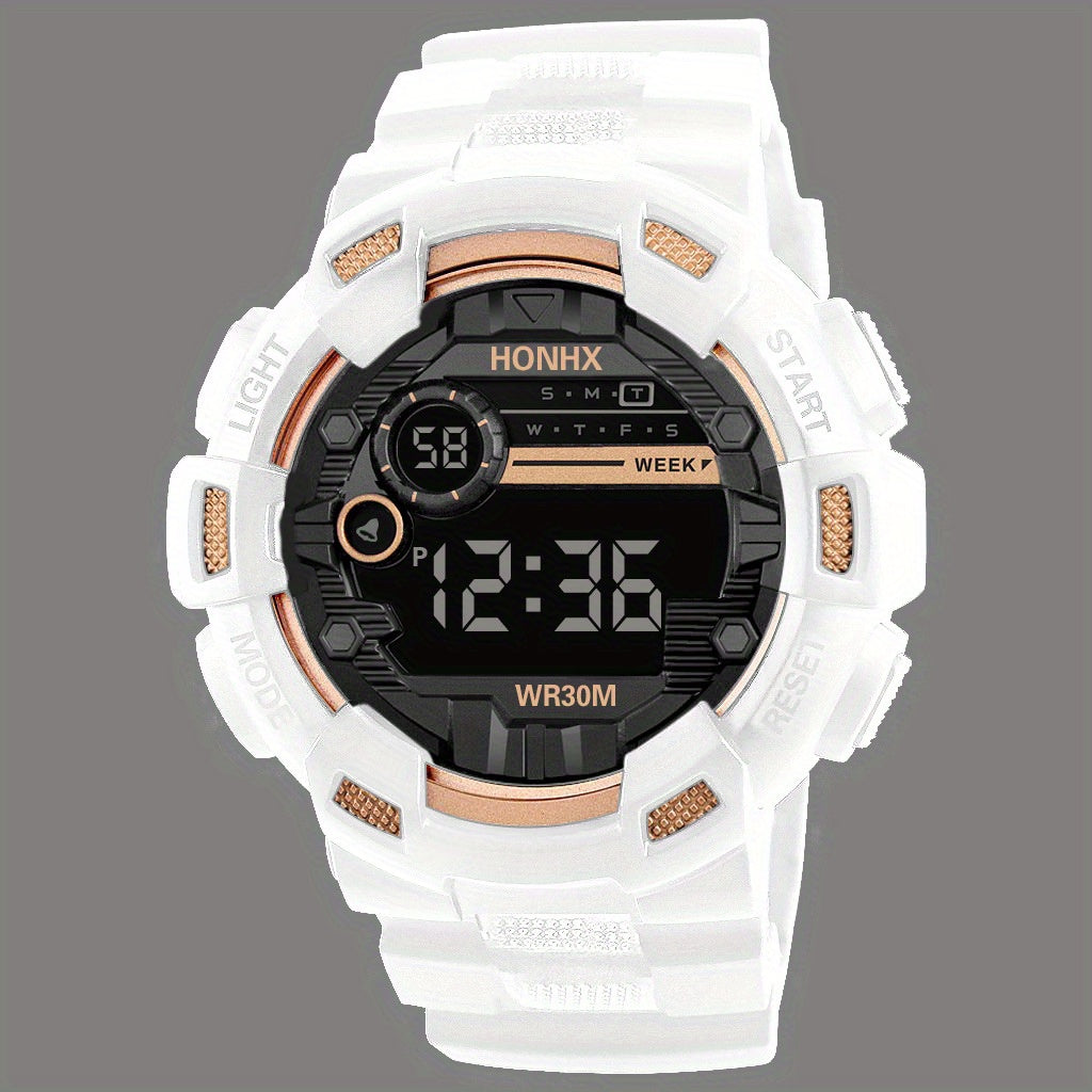 Teen Casual LED Digital Watch Silicone Band Multifunctional Electronic Gift