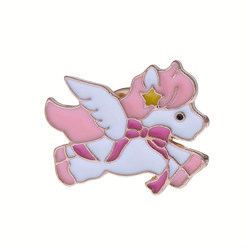 Rainbow Horse Brooch Pin for Girls Cartoon Series Bag and Clothing Accessory