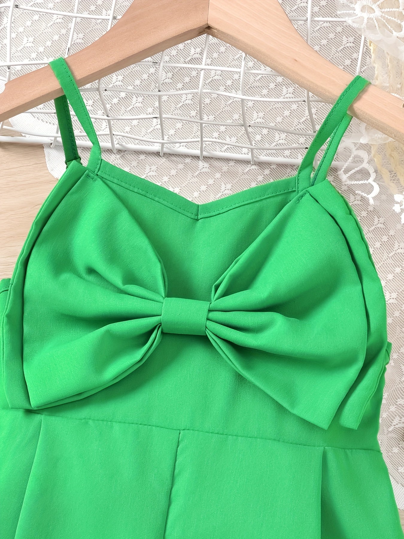 Toddler Girls Big Bow Front Cami Romper Jumpsuit