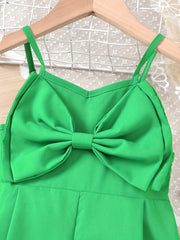 Toddler Girls Big Bow Front Cami Romper Jumpsuit