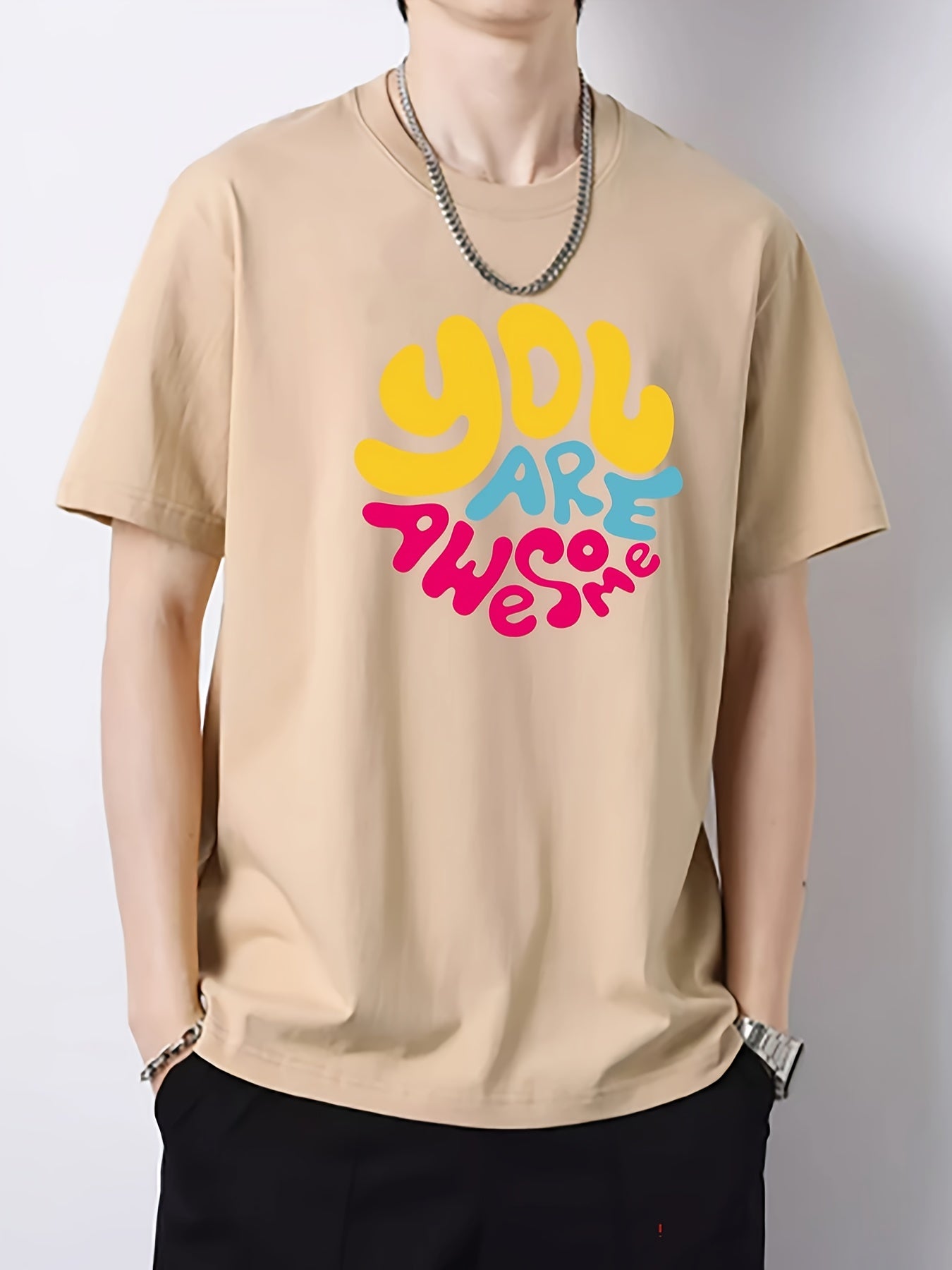 Men's Slim Fit Print T-shirt for Spring Summer Holiday
