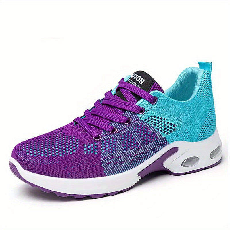 Ombre Mesh Sneakers Air Cushion Lace-up Running Shoes Non-slip Athletic