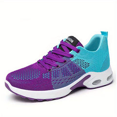 Ombre Mesh Sneakers Air Cushion Lace-up Running Shoes Non-slip Athletic