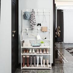 Coat Rack Shoe Rack with Storage Shelves & Hooks - Entryway Organizer