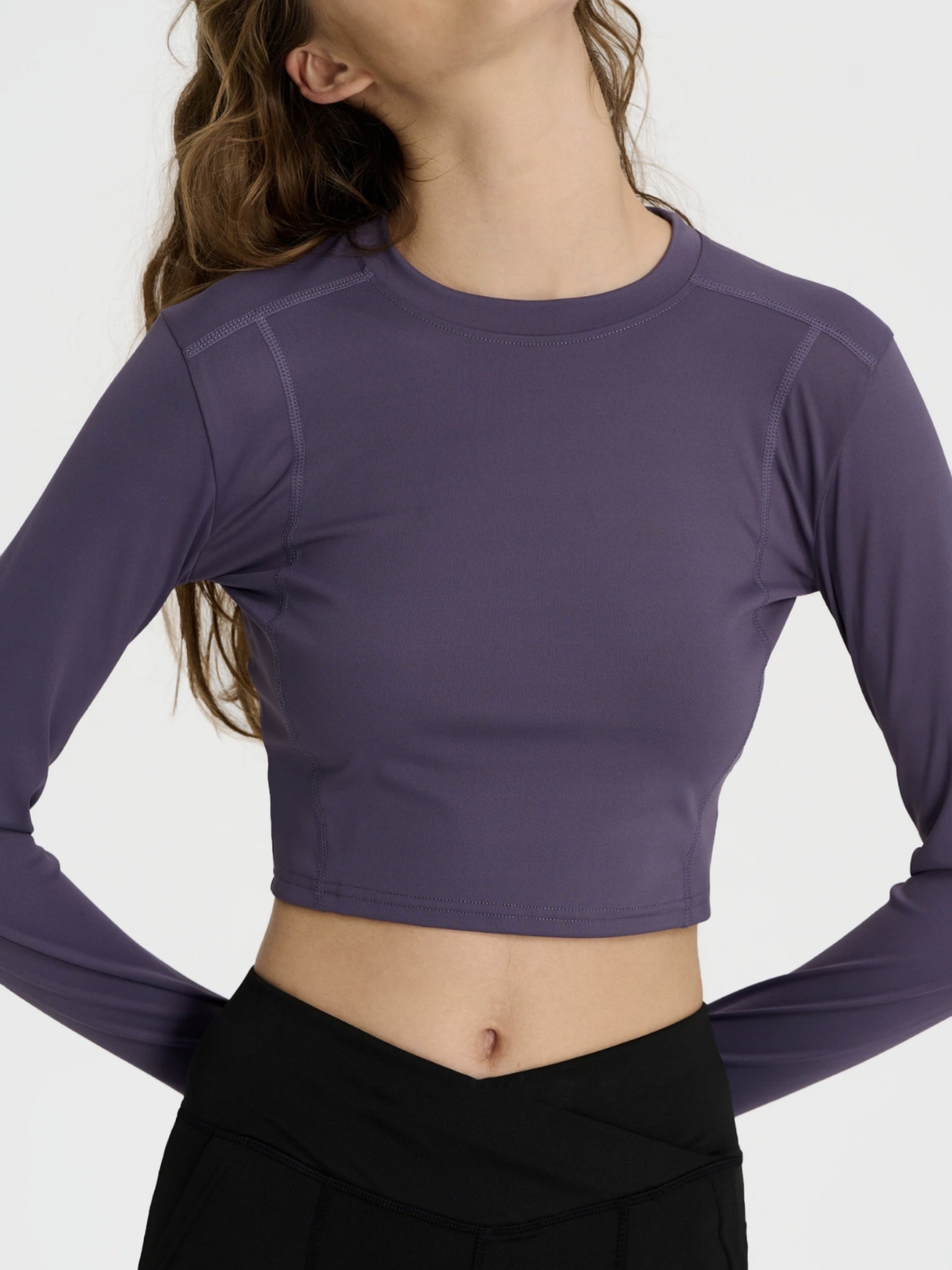 Sporty T Shirt Round Neck Mid Stretch Crop Sports Tee Women's Activewear