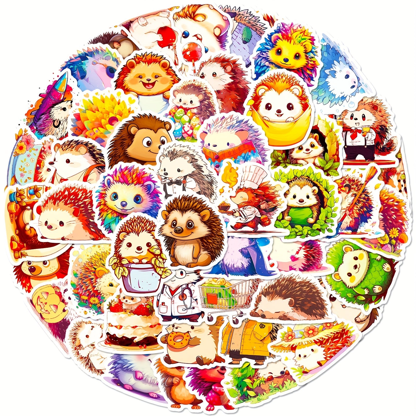 50pcs Hedgehog Stickers Waterproof DIY Friendly for Water Bottles Laptops Phones
