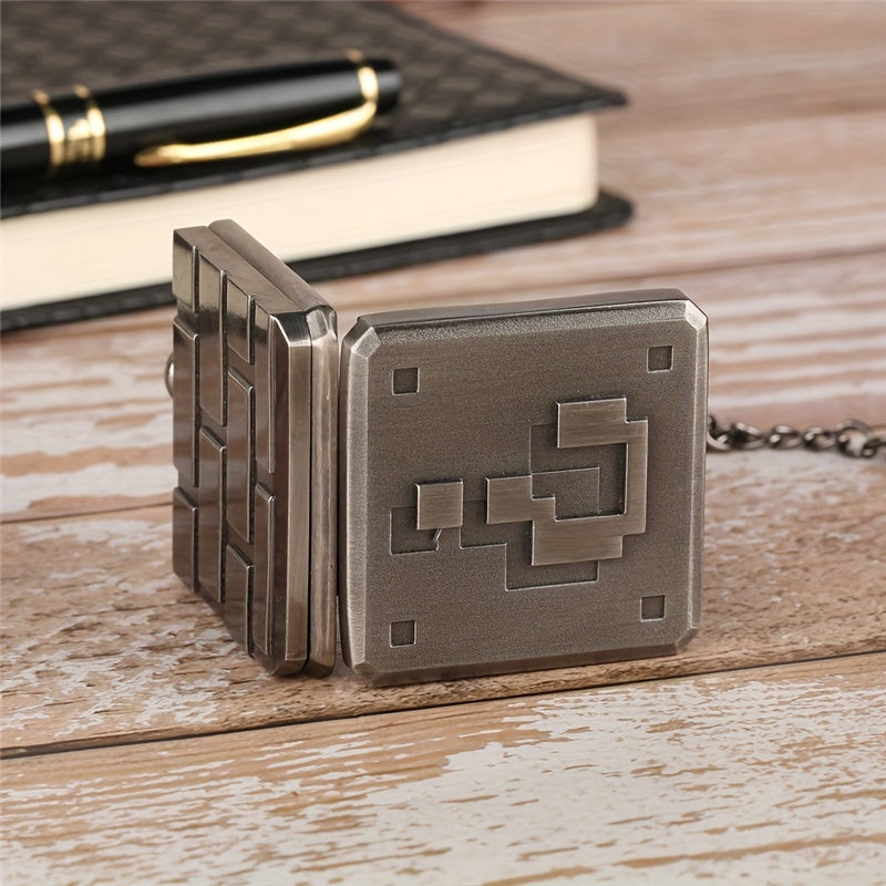 Vintage Square Quartz Pocket Watch Pendant Chain Gift