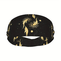 Unisex Goldfish & Star Sports Headband Sweat Wicking Polyester Yoga Gym Running