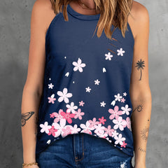 Floral Graphic Halter Tank Tops Summer Sleeveless Shirts Women's Clothing