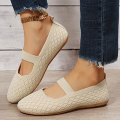 Women's Breathable Knit Flat Shoes Lightweight Slip On Solid Shoes