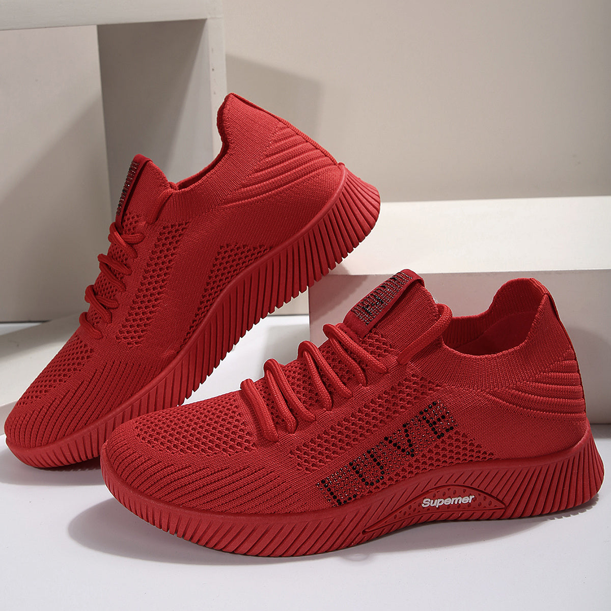 Women's Mesh Breathable Lace Up Sneakers Non slip Sports Shoes