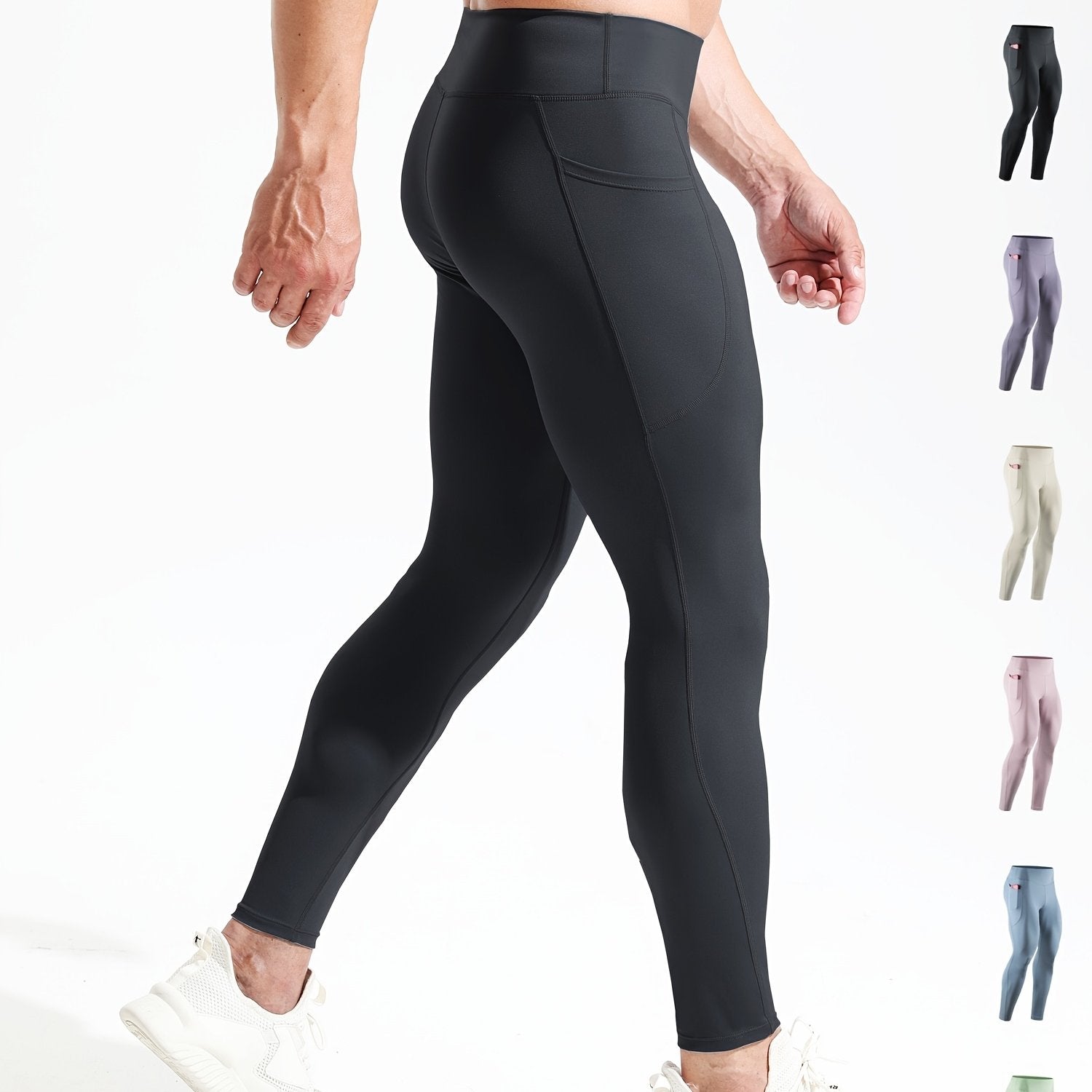 Men's High Waist Compression Legging Breathable Tights for Training Fitness