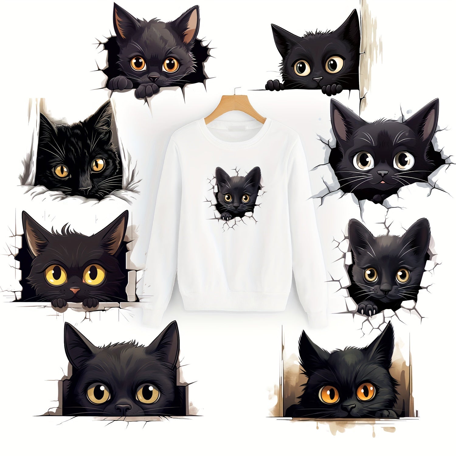 4pcs Cat Stickers for DIY T shirts Jeans Backpack