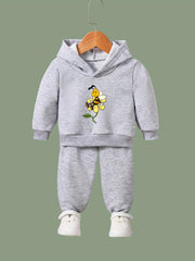 OERYUI Flower & Bee Print Hooded Set For Sports Spring Fall