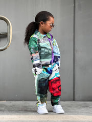 Girls Street Style Print Jumpsuit for Spring and Summer