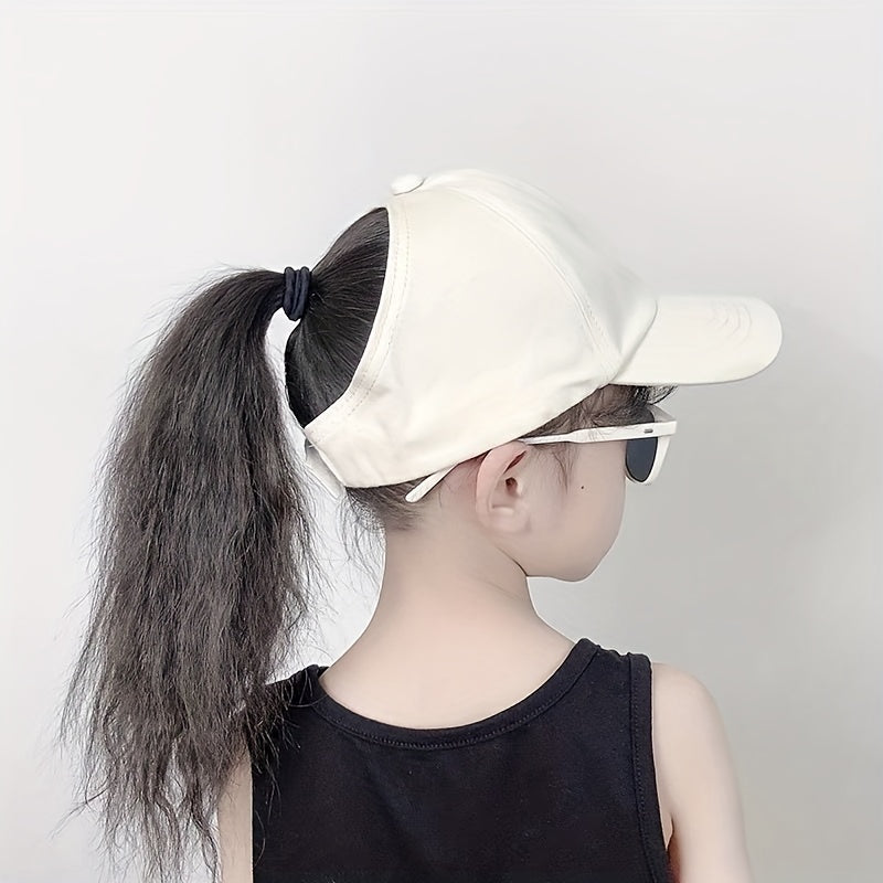 Kids P Embroidery Ponytail Cap for Girls