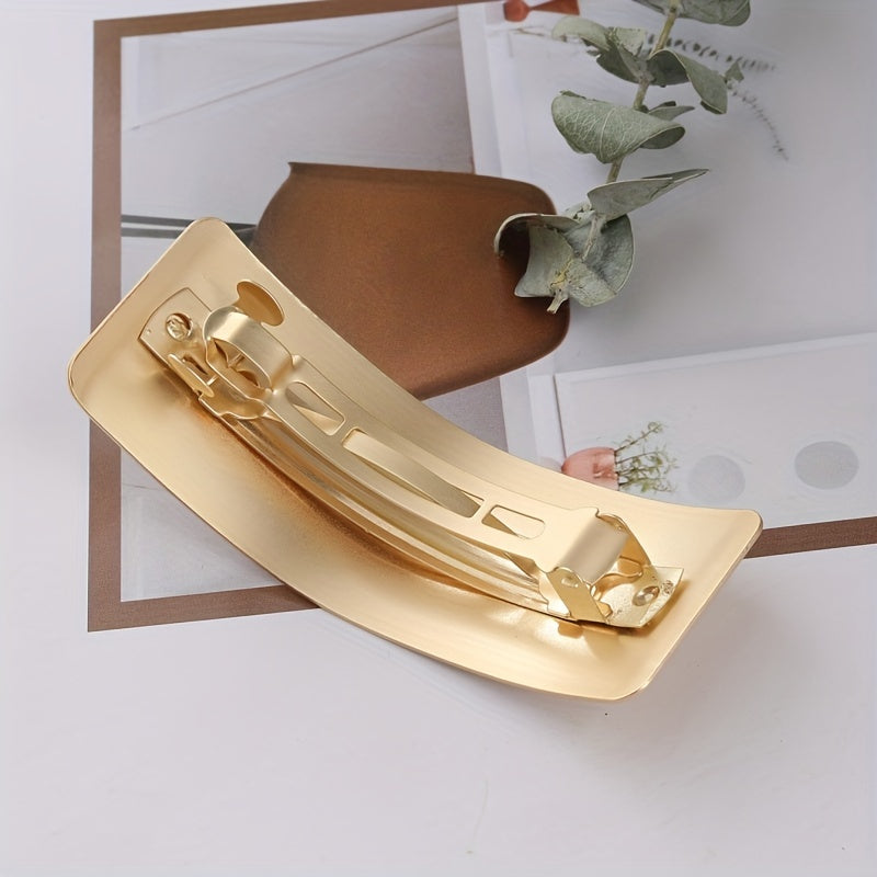 Women's Wide Brim Rectangular Metal Hair Clip