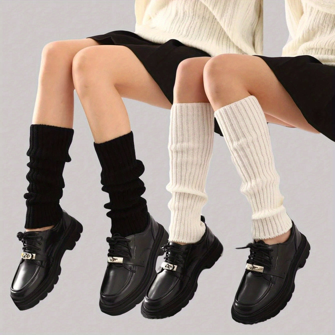 Y2K Rib Knit Leg Warmers - 2pcs