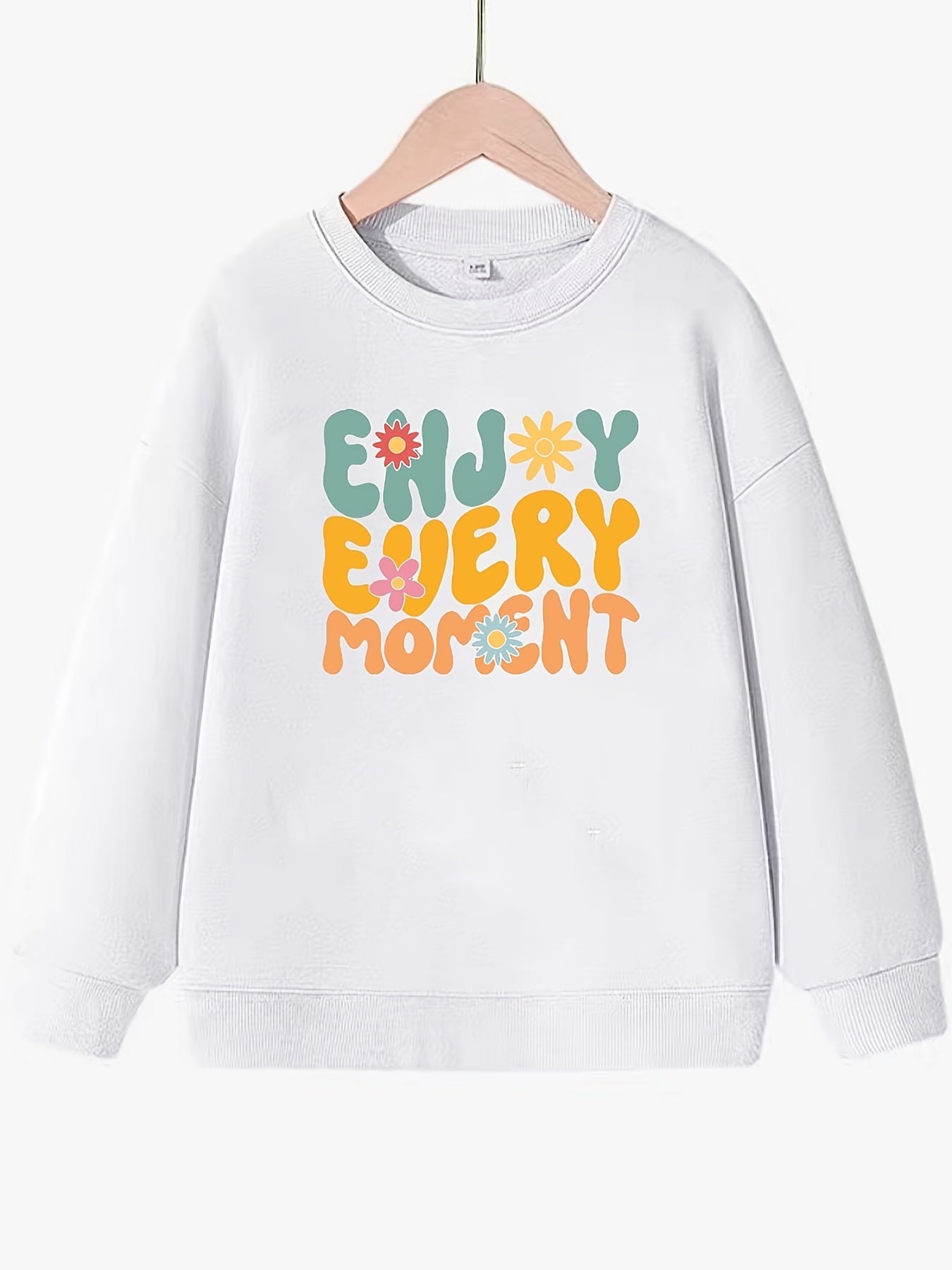 Cartoon 'Enjoy Every Moment' Pattern Sweatshirt For Girls