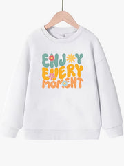 Cartoon 'Enjoy Every Moment' Pattern Sweatshirt For Girls