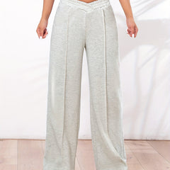 Solid Straight Leg Pants Casual Elastic Waist Women's Clothing