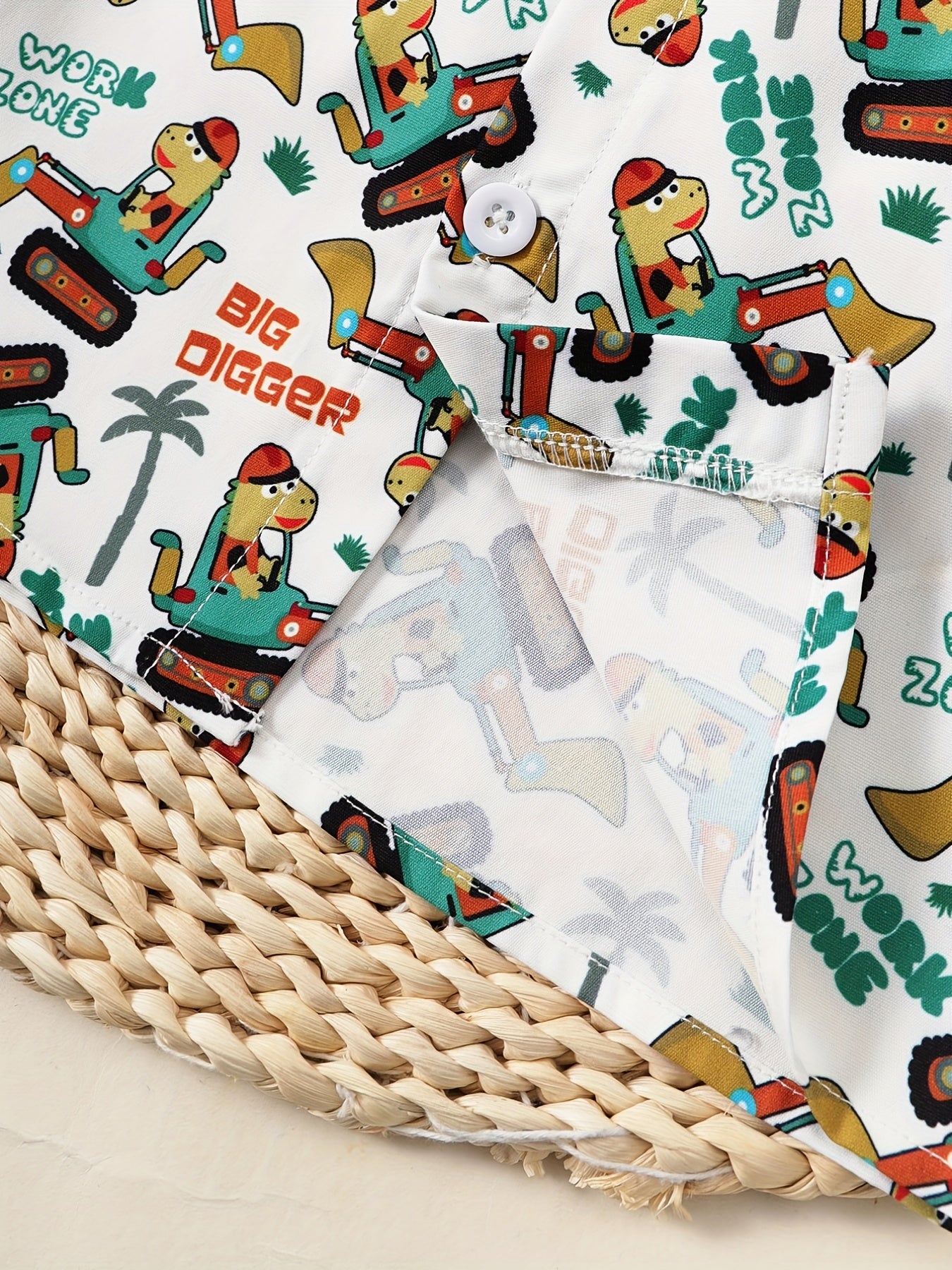 2pcs Baby Boys Cartoon Print Shirt & Shorts Set for Summer