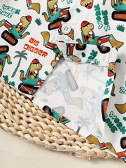 2pcs Baby Boys Cartoon Print Shirt & Shorts Set for Summer