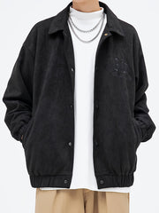 Embroidered Fleece Casual Jacket Women's Clothing