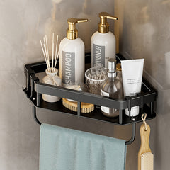 Adhesive Corner Shelf Wall Mounted with Hooks for Kitchen Bathroom