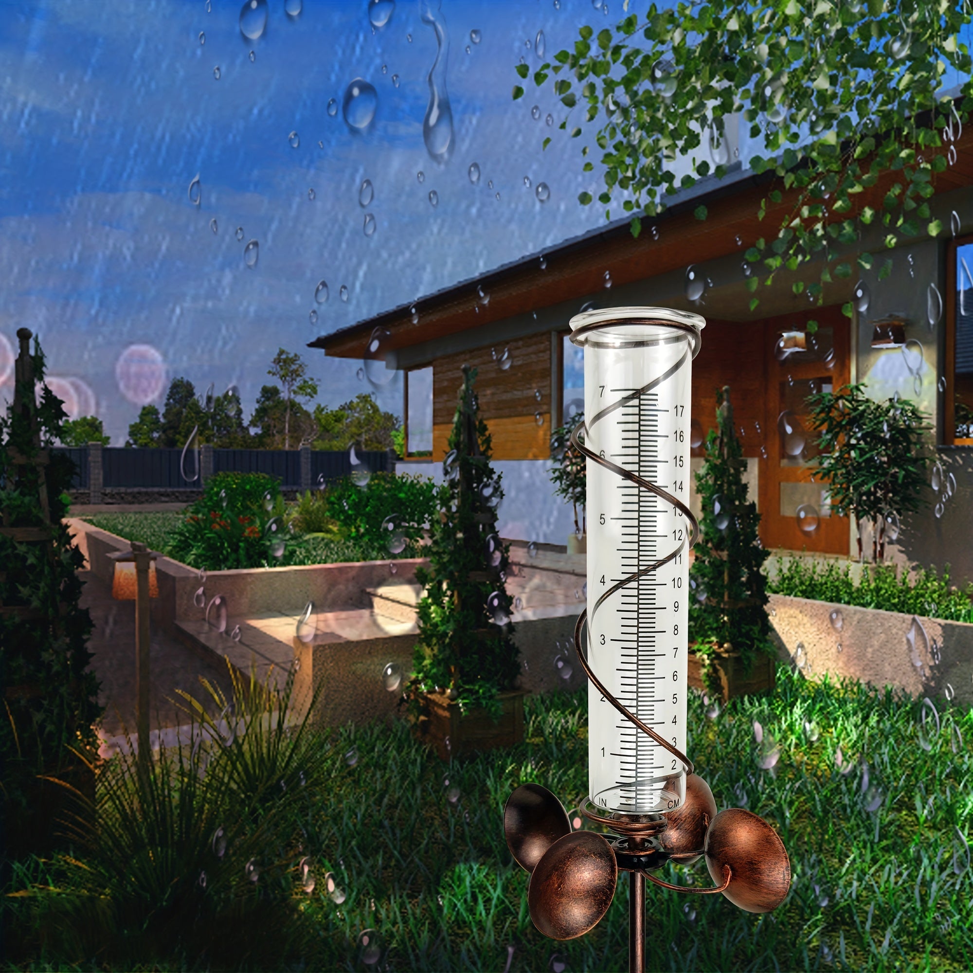 1pc Weathervanes Measure Rain Gauge 7 Capacity Glass Rain Tube Yard Trim Outdoor